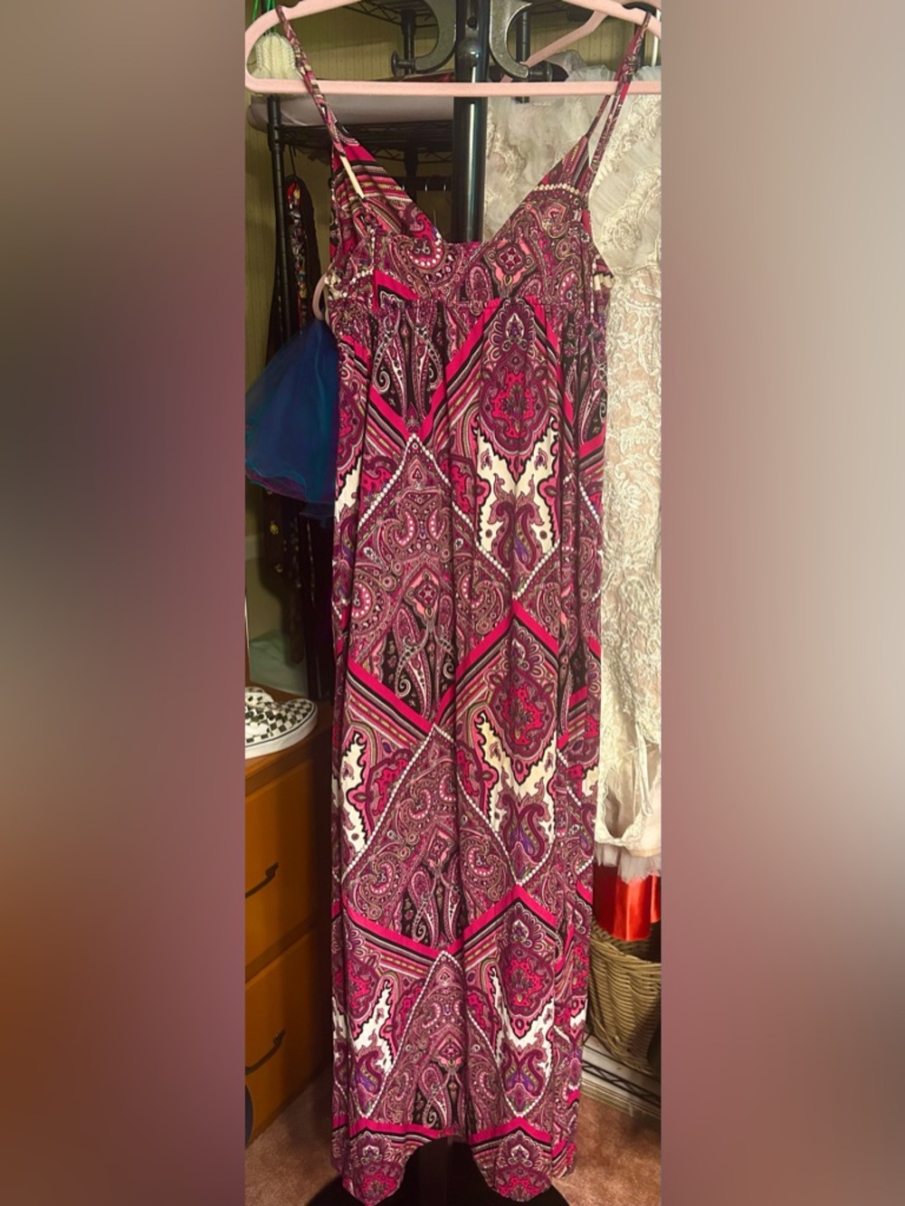 Vintage Wet Seal Y2K Paisley Maxi Dress Pink Boho Festival S‎ - Picture 3 of 9